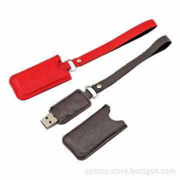 Leather USB Flash Drives with Emboss or Silkscreen Printing Logo and Capacity from 512MB to 32GB